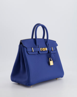 *FIRE PRICE* Hermès Birkin 25 Retourne Bag in Bleu France Togo Leather with Gold Hardware