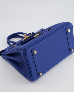 *FIRE PRICE* Hermès Birkin 25 Retourne Bag in Bleu France Togo Leather with Gold Hardware