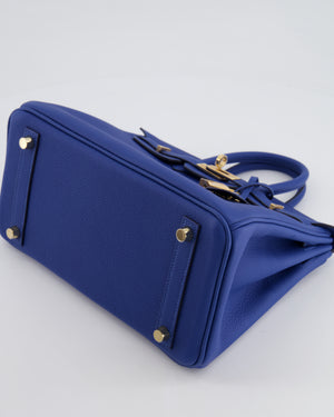 *FIRE PRICE* Hermès Birkin 25 Retourne Bag in Bleu France Togo Leather with Gold Hardware