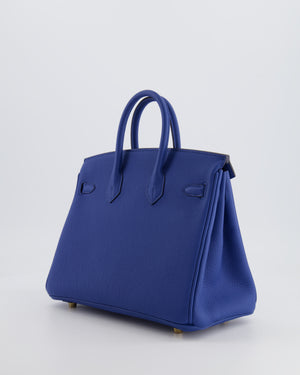 *FIRE PRICE* Hermès Birkin 25 Retourne Bag in Bleu France Togo Leather with Gold Hardware