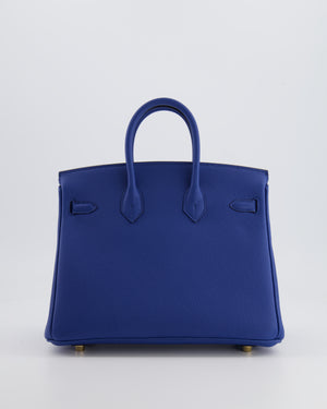 *FIRE PRICE* Hermès Birkin 25 Retourne Bag in Bleu France Togo Leather with Gold Hardware