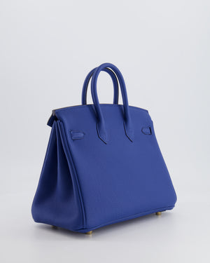 *FIRE PRICE* Hermès Birkin 25 Retourne Bag in Bleu France Togo Leather with Gold Hardware