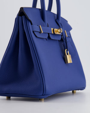 *FIRE PRICE* Hermès Birkin 25 Retourne Bag in Bleu France Togo Leather with Gold Hardware