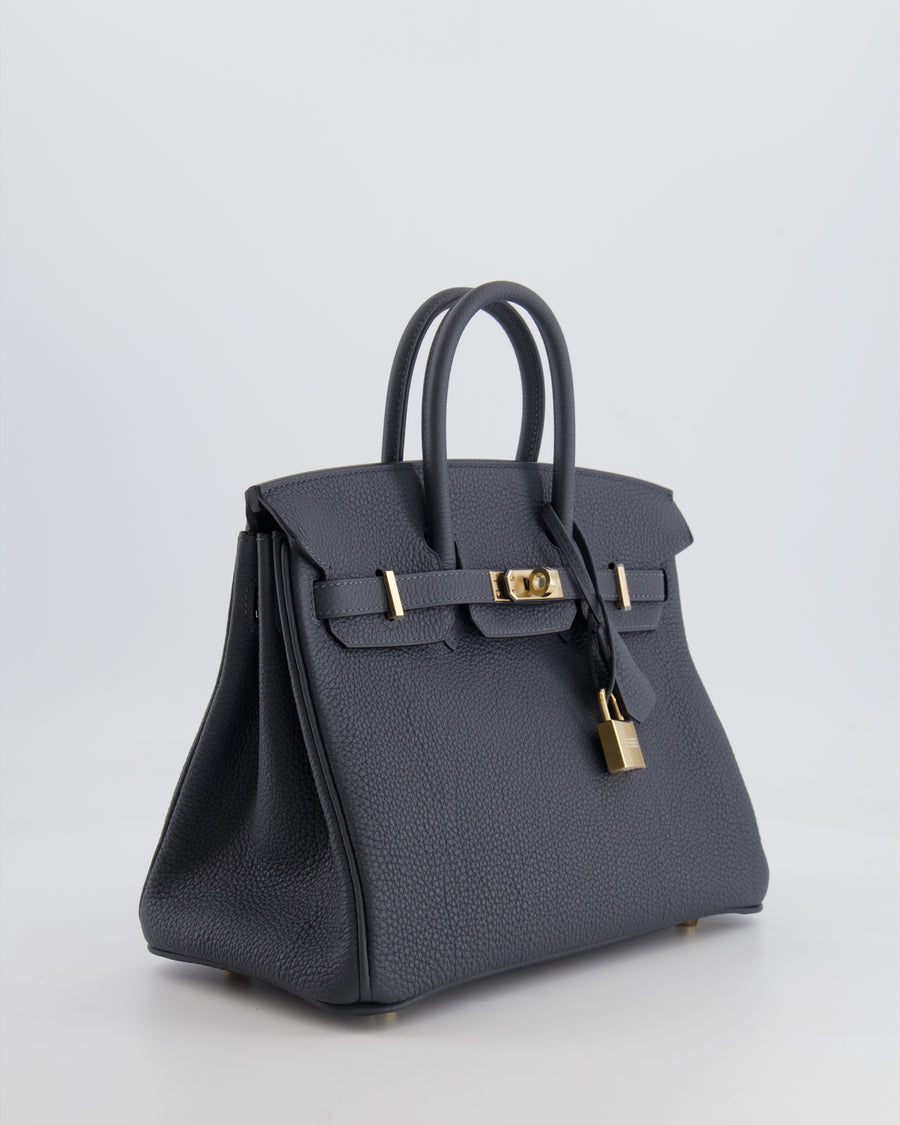 Hermès Birkin 25 Retourne Bag in Gris Misty Togo Leather with Permabrass Hardware