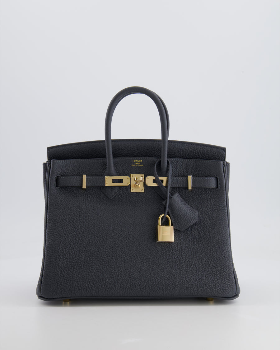 Hermès Birkin 25 Retourne Bag in Gris Misty Togo Leather with Permabrass Hardware