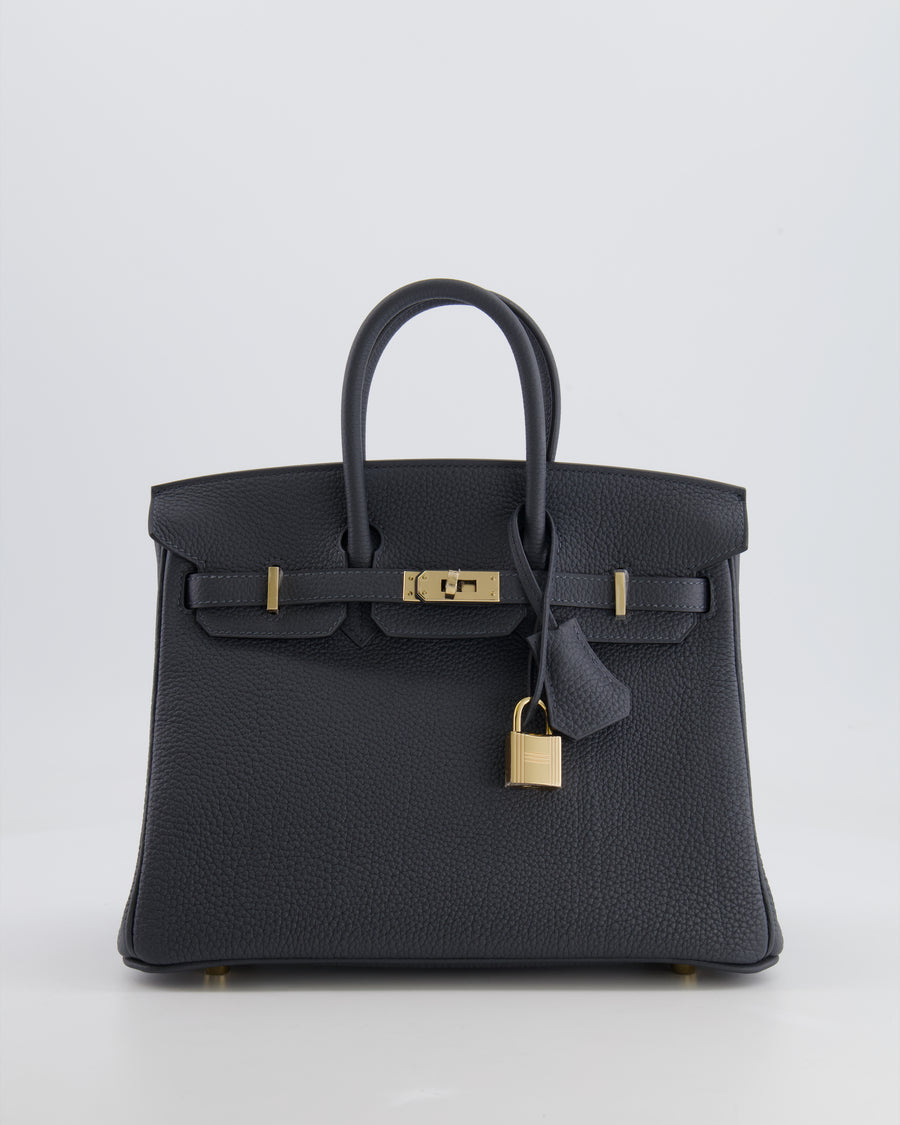Hermès Birkin 25 Retourne Bag in Gris Misty Togo Leather with Permabrass Hardware