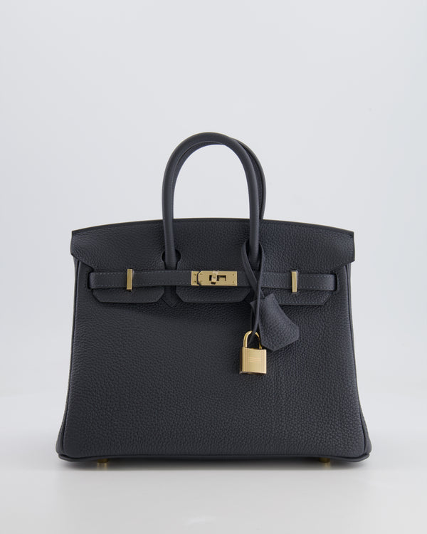 Hermès Birkin 25 Retourne Bag in Gris Misty Togo Leather with Permabrass Hardware