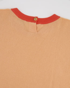 Chanel Peach Short-Sleeve Top with CC Logo Detail Size FR 38/40 (UK 10/12)