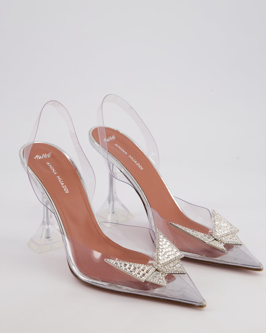 Amina Muaddi x AWGE Edition Phoenix Slingback PVC Sandals with Embellished Butterfly Details Size EU 39