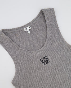 Loewe Grey Ribbed Tank Top with Embroidered Logo Detail Size XS (UK 6) RRP £495