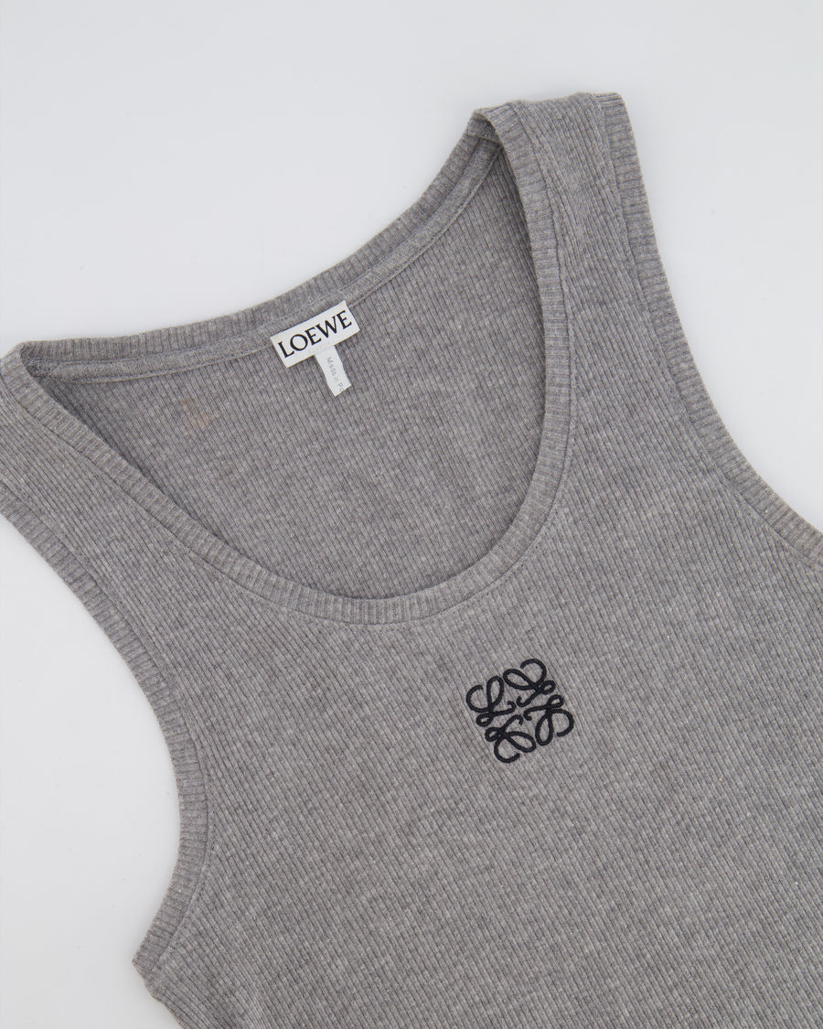 Loewe Grey Ribbed Tank Top with Embroidered Logo Detail Size XS (UK 6) RRP £495