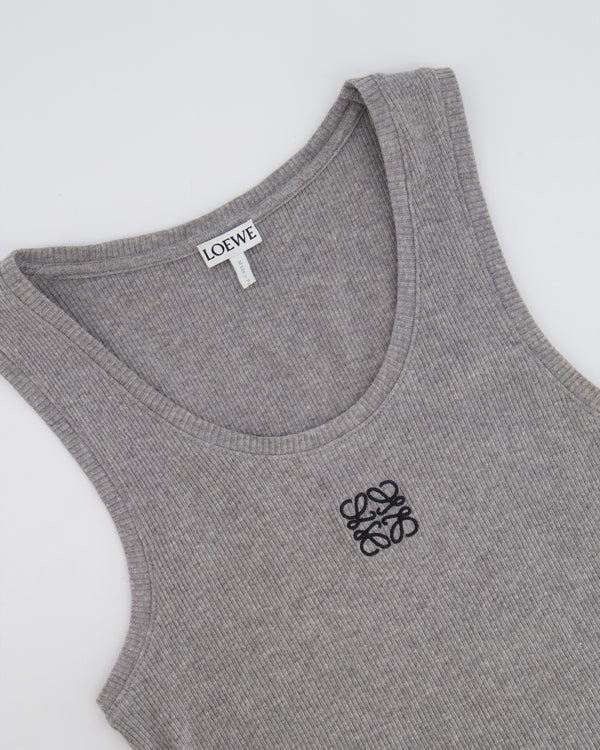 Loewe Grey Ribbed Tank Top with Embroidered Logo Detail Size XS (UK 6) RRP £495