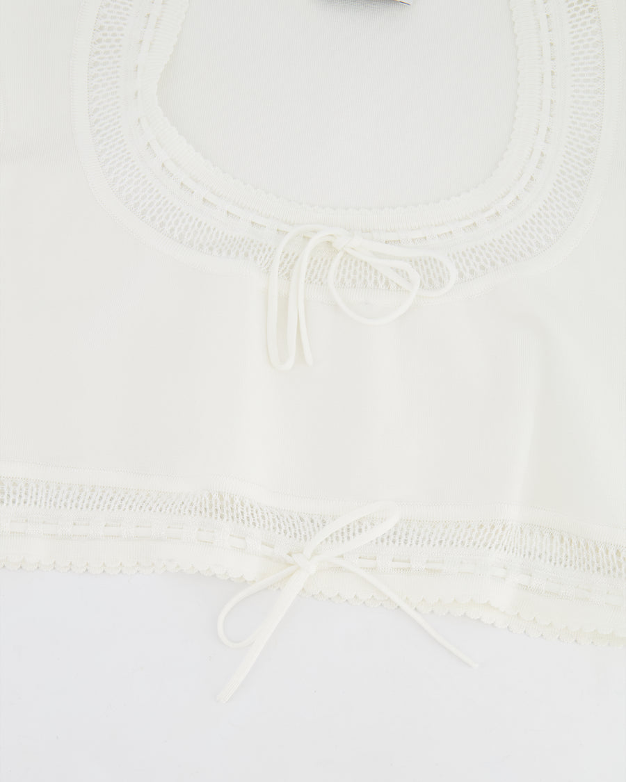 Alaïa White Short Sleeved Top with Knitted Detail Size FR 38 (UK 10)