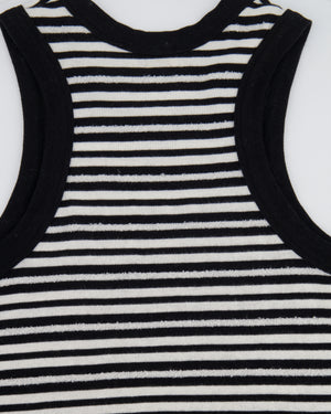 Saint Laurent Black and White Striped Sleeveless Cassandre Tank Top with Logo Detail Size XS (UK 6) RRP £445