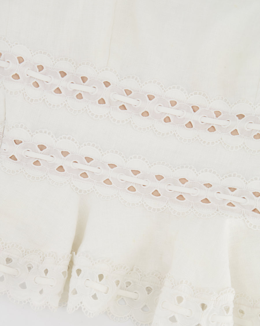 Zimmermann White Top with Lace Detail Size 1 (UK 8/10)