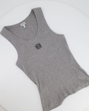 Loewe Grey Ribbed Tank Top with Embroidered Logo Detail Size XS (UK 6) RRP £495