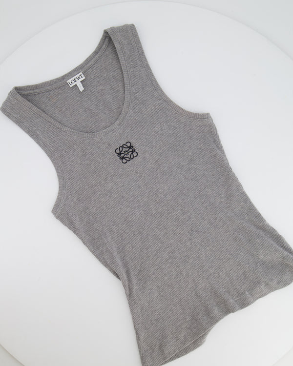 Loewe Grey Ribbed Tank Top with Embroidered Logo Detail Size XS (UK 6) RRP £495