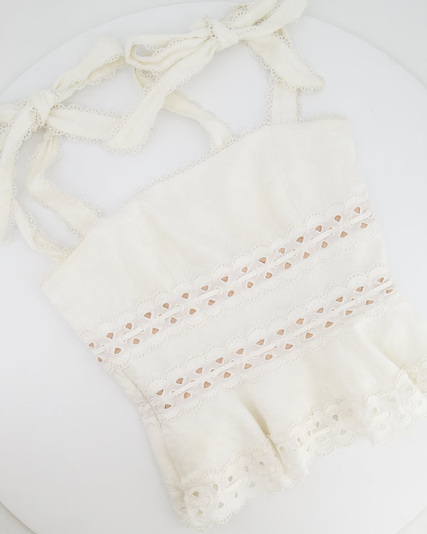 Zimmermann White Top with Lace Detail Size 1 (UK 8/10)