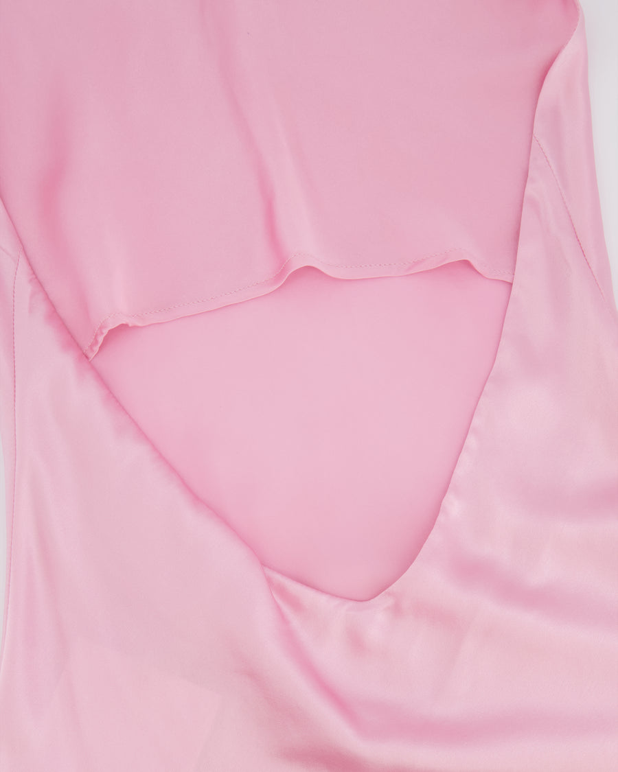 Natalie Rolt Pink Silk Mini Dress with Open Back Detail Size US 0 (UK 4)