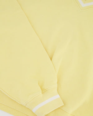 Sporty and Rich Yellow V-Neck Sweater with White Trim Detail Size S (UK 8)
