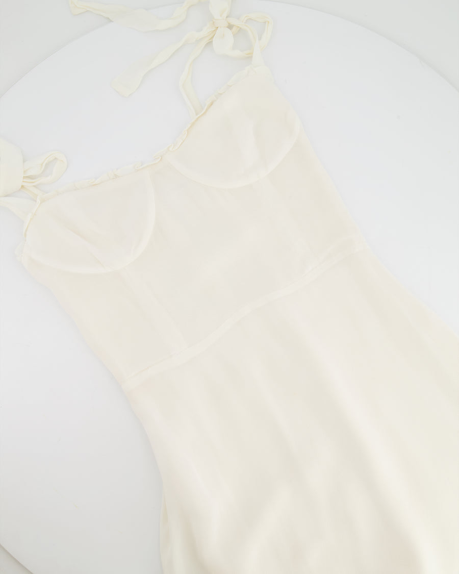 Reformation White Midi Dress with Tie Straps Size US 2 (UK 6)