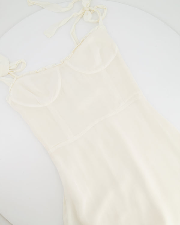 Reformation White Midi Dress with Tie Straps Size US 2 (UK 6)