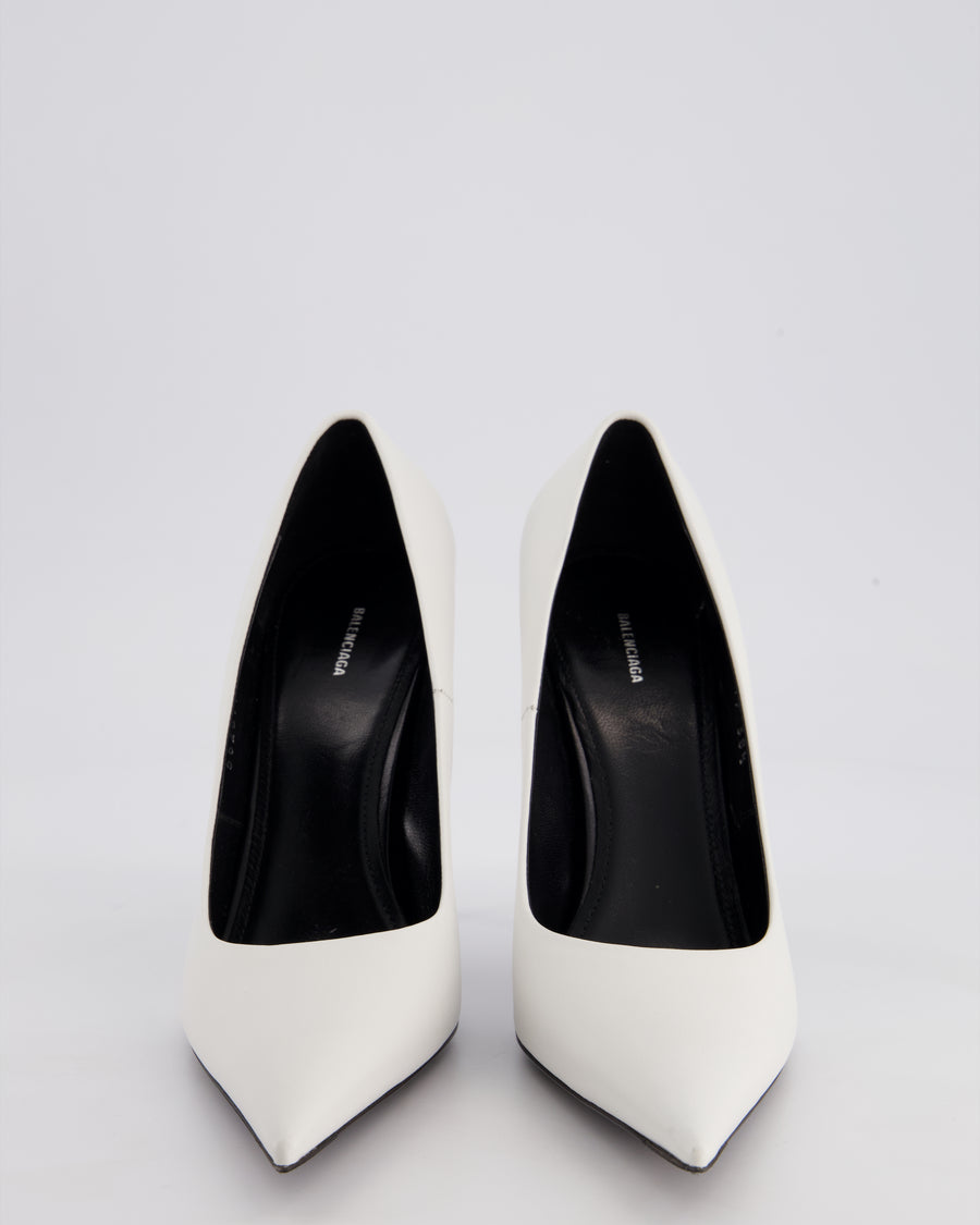 Balenciaga White Knife 110 Leather Pumps Size EU 38.5