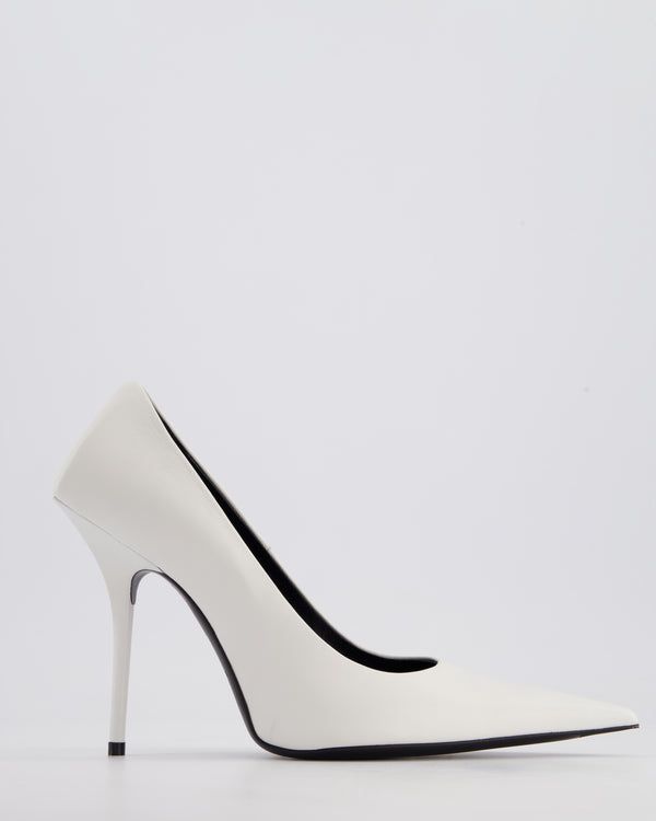 Balenciaga White Knife 110 Leather Pumps Size EU 38.5