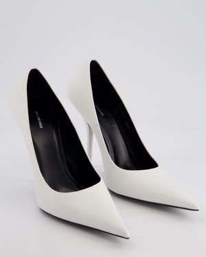 Balenciaga White Knife 110 Leather Pumps Size EU 38.5