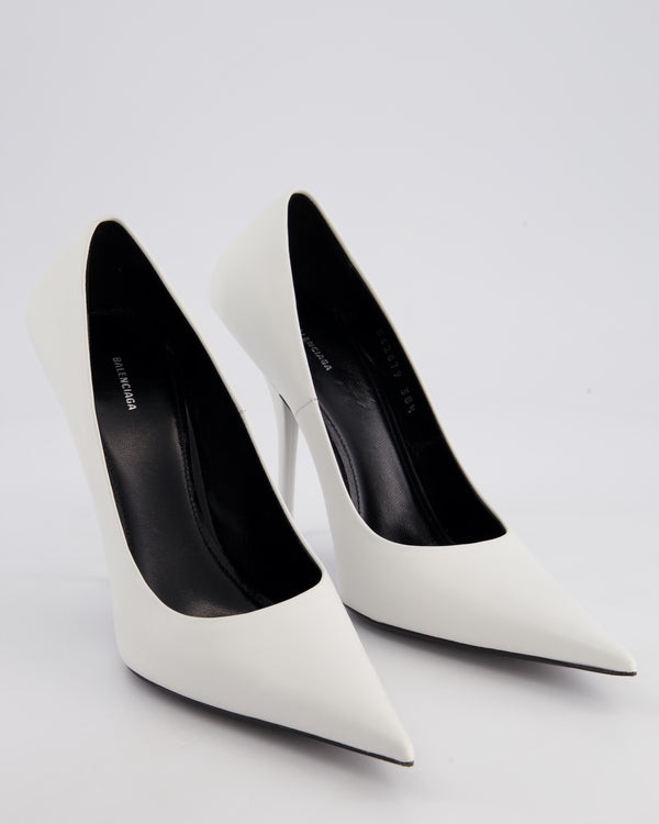 Balenciaga White Knife 110 Leather Pumps Size EU 38.5
