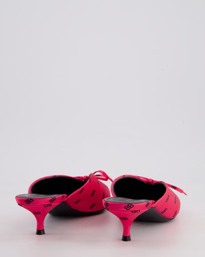 Balenciaga Neon Pink BB Satin Knife Mules with BB Logo Detail Size EU 39