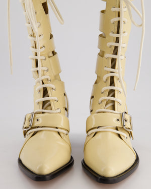 Chloé Beige Lace-Up High Knee Cowboy Boots Size EU 41