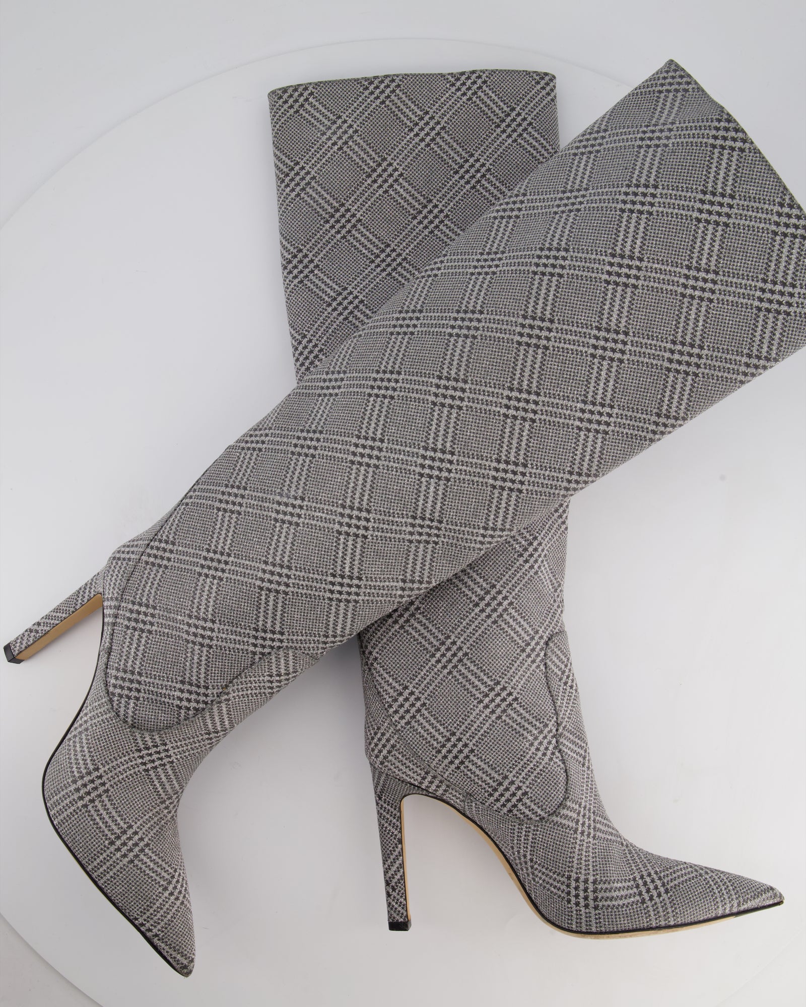 Jimmy Choo Mavis 100 Silver Glitter High Boots with Price of
