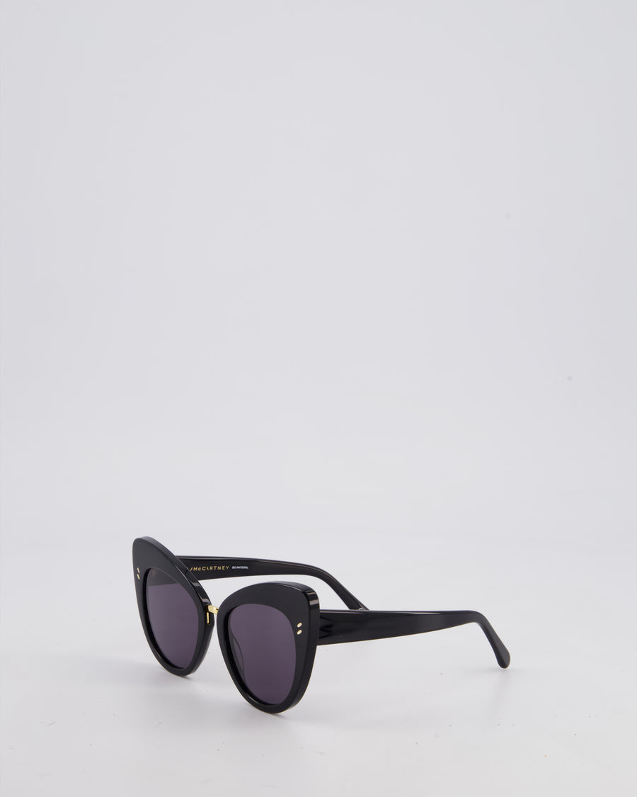 Stella McCartney Black Lunettes De Soleil Sunglasses with Gold Hardware