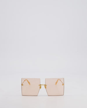 Jacquemus Pink Les Carrés Riviera Square Sunglasses with Gold Hardware