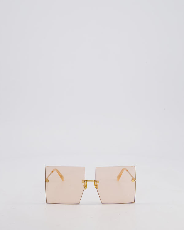 Jacquemus Pink Les Carrés Riviera Square Sunglasses with Gold Hardware