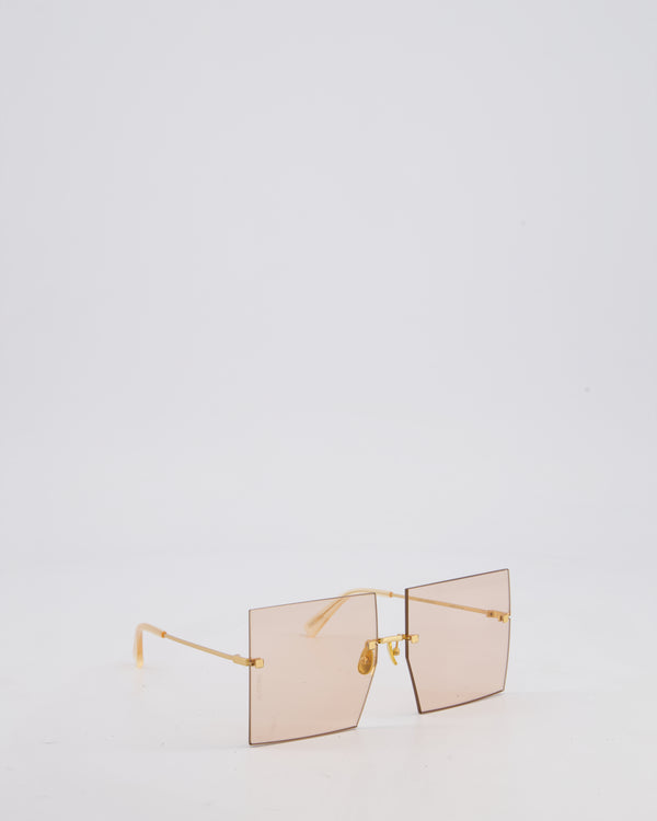 Jacquemus Pink Les Carrés Riviera Square Sunglasses with Gold Hardware