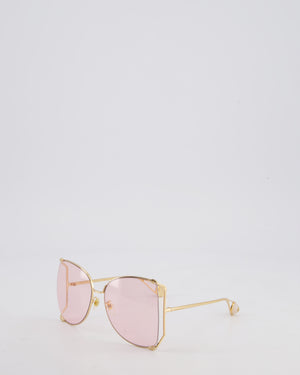 Gucci Pink GG0252S 63mm Butterfly Sunglasses with GG Pearl Details