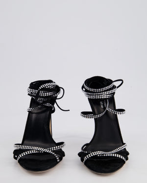 Paris Texas Black Suede Heels with Crystal Lace Up Detailing Size EU 39