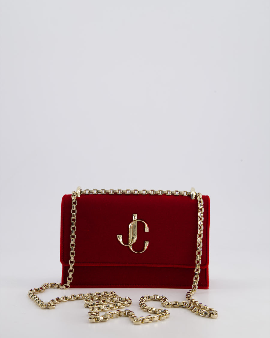Jimmy Choo Bohemia Red Suede Leather Crossbody Bag with Gold Hardware