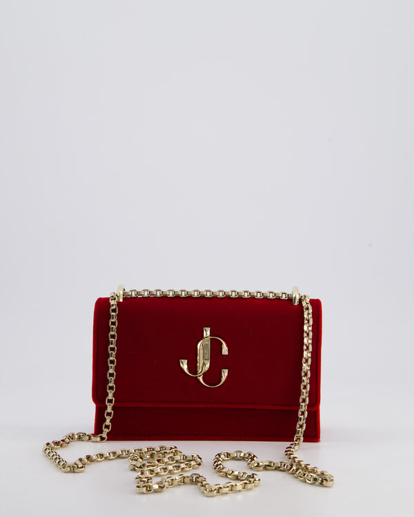 Jimmy Choo Bohemia Red Suede Leather Crossbody Bag with Gold Hardware