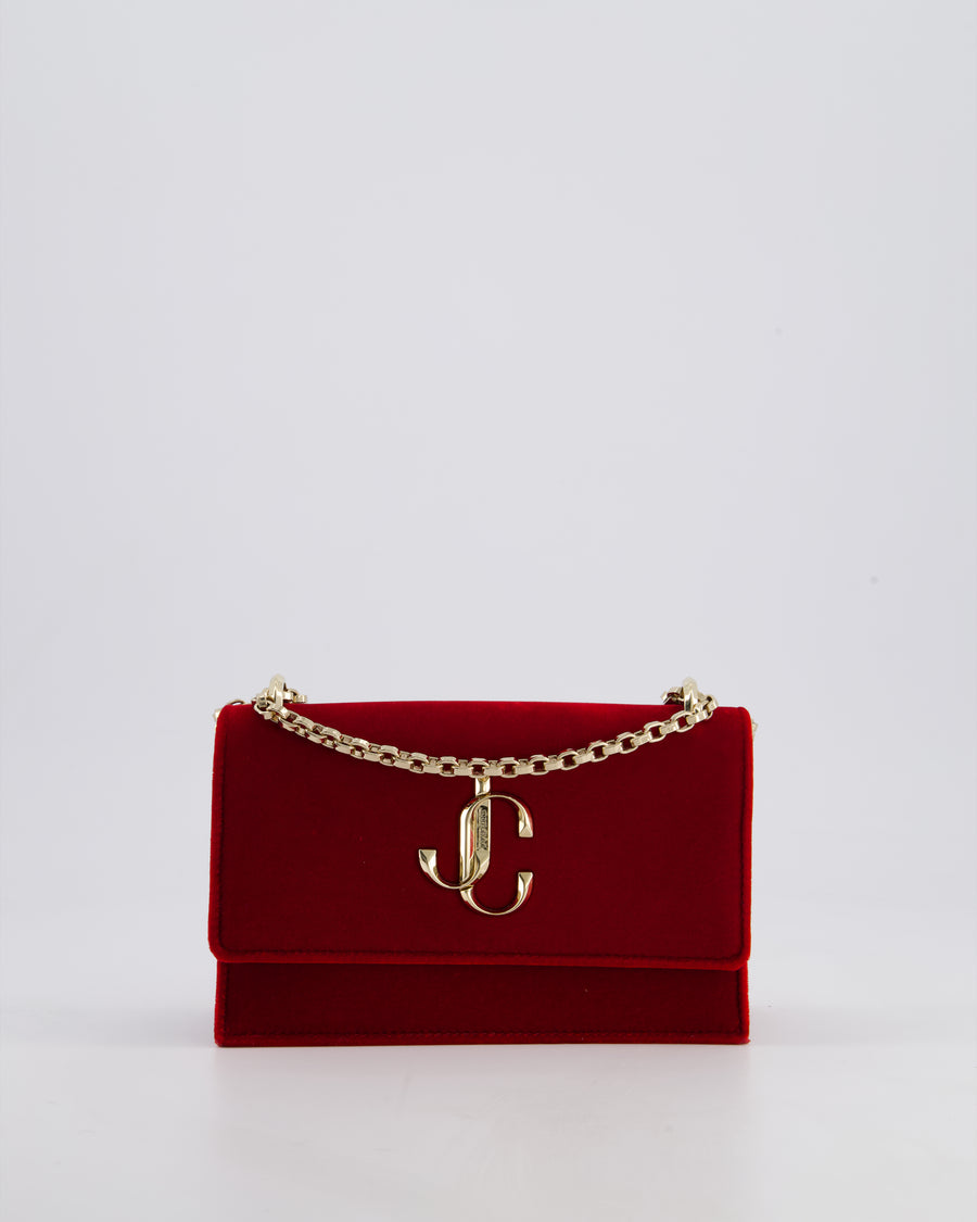Jimmy Choo Bohemia Red Suede Leather Crossbody Bag with Gold Hardware