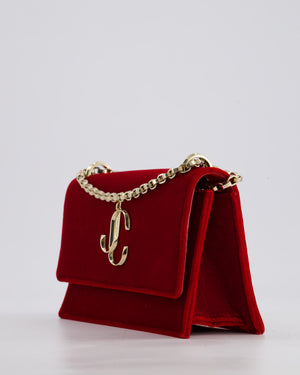 Jimmy Choo Bohemia Red Suede Leather Crossbody Bag with Gold Hardware