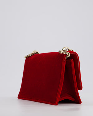 Jimmy Choo Bohemia Red Suede Leather Crossbody Bag with Gold Hardware