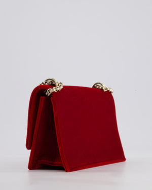 Jimmy Choo Bohemia Red Suede Leather Crossbody Bag with Gold Hardware
