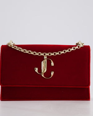 Jimmy Choo Bohemia Red Suede Leather Crossbody Bag with Gold Hardware