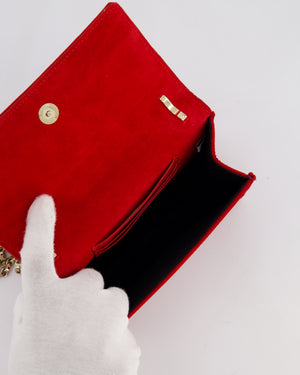 Jimmy Choo Bohemia Red Suede Leather Crossbody Bag with Gold Hardware