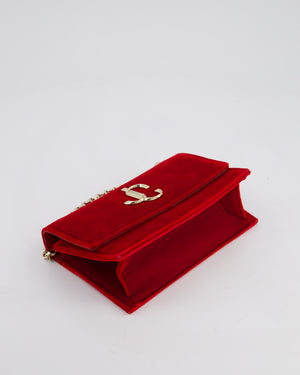 Jimmy Choo Bohemia Red Suede Leather Crossbody Bag with Gold Hardware