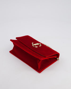 Jimmy Choo Bohemia Red Suede Leather Crossbody Bag with Gold Hardware