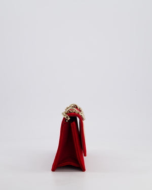 Jimmy Choo Bohemia Red Suede Leather Crossbody Bag with Gold Hardware